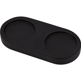 GORGECRAFT Black Acacia Wood Salt & Pepper Mill Tray & Holder for 2 Mills, Rustic Style, Multi-functional, Easy to Clean