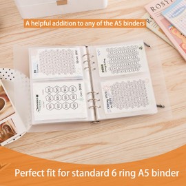 30pcs Pocket Sleeves for A5 6 Ring Binder, 2-Pocket Double-Sided Sheets Inserts Refill Pages for Kpop photocard, Savings Challenges, Sticker Collecting Album Binder (90 Micron Thickness per Layer)