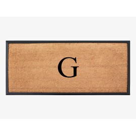 A1HC Natural Coir Monogrammed Doormat for Front Door, 24x48, Anti-Shed Treated Durable Doormat Heavy Duty,Low Profile,Easy to Clean,Long Lasting Front Porch Entry Rug, Plain Coir Black