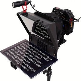 Portable Teleprompter 10-inch Universal Prompter With Dual Cold Shoe Mounts & 1/4in Thread Hole For DSLR Camera Interview SpeechColor: Black, model number: A10