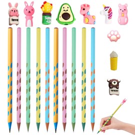 XOXVURI 10 x Children's Pencils and 10 x Pencil Caps Pencils Children's Party Bags Funny Pens for Children Animal Pencils Set for School Gifts Boys and Girls Will Be Enthusiasted
