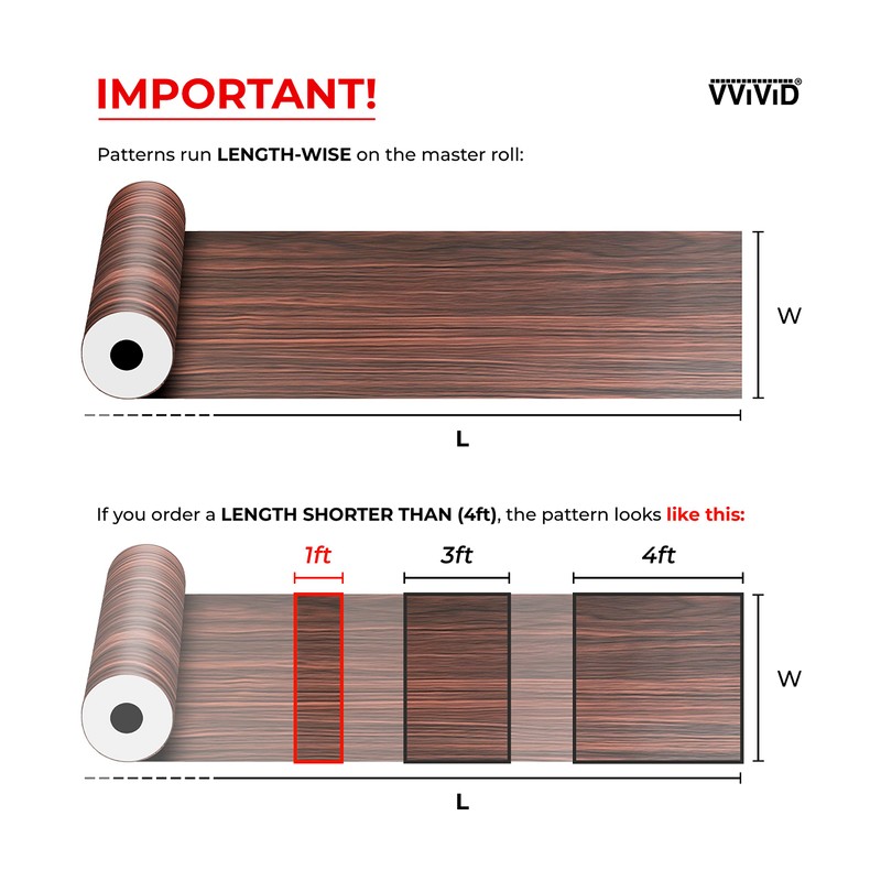 VViViD Black Ash Wood Air-Release Vinyl Adhesive Tape Roll 2”