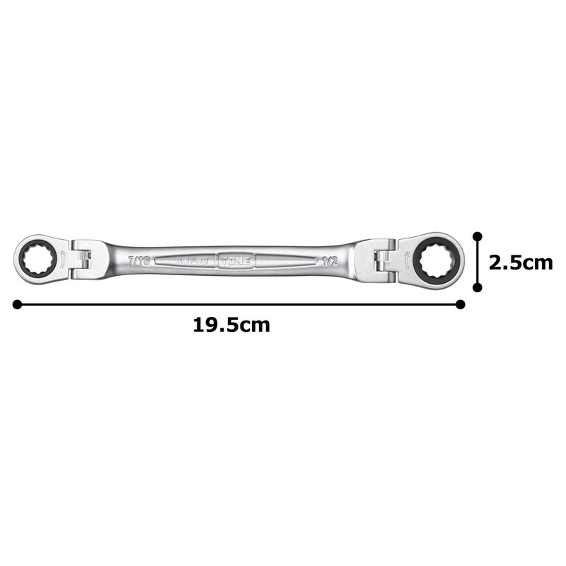 TONE RMFWB-1416 Double Neck Swing Ratchet Glasses Wrench Double Sided