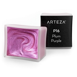 Arteza Metallic Watercolor Paint, Plum Purple A715, Set of 2 Half Pans, Pearl Paint, Vibrant and Pearlescent Hues, For Illustrations, Calligraphy, Painting