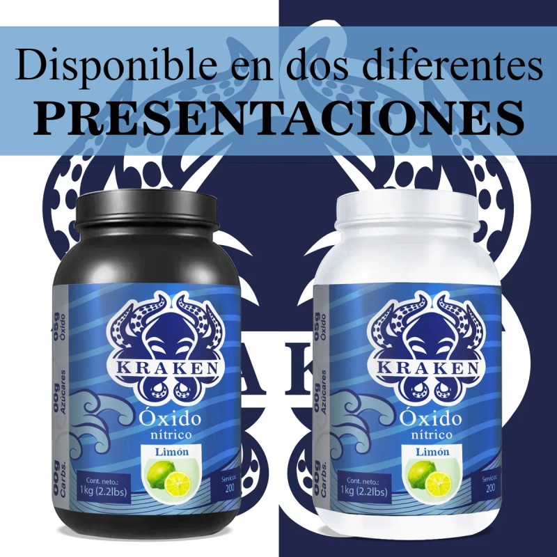 Óxido Nítrico Polvo Kraken 1kg Pre Entreno 200 Servicios Limón