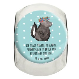 Mr. & Mrs. Panda Bonbonglas Stinktier Mädchen L 870ml - Geschenk, Stinki, Namaste, Süßigkeitenglas, Küchenorganizer, Snackdose, Aufbewahungsglas,