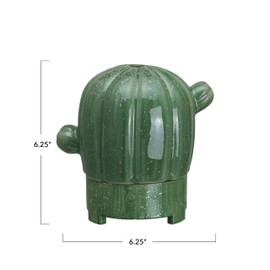 Creative Co-Op Stoneware Cactus Oil Diffuser with Timer, Green