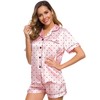 SWOMOG Womens Silk Satin Pajamas Set Short Sleeve Button Down