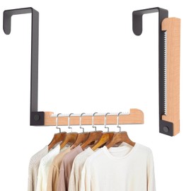 Haihomebest 2-Pack Over Door Hooks, Foldable Heavy Duty Black, Space-Saving Hangers for Coats, Towels & Robes - Bathroom, Bedroom, Closet Organizer