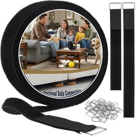 MYLIFESION Sectional Couch Connectors with Adjustable Velcro(32.8FT), Nylon Straps to Prevent Sofa Cushions from Sliding and Creating Gaps, Reusable Cinch Strap for Fixing Sofa Gaps with 50 Metal Buckles