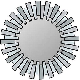 Northlight 25.5" Round Matte Black Aztec Sunburst Wall Mirror