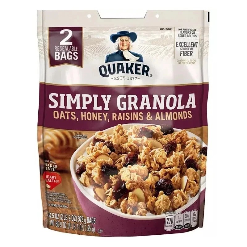 Quaker, Simply Granola, Oats, Honey, Raisins & Almonds 34.5 oz,