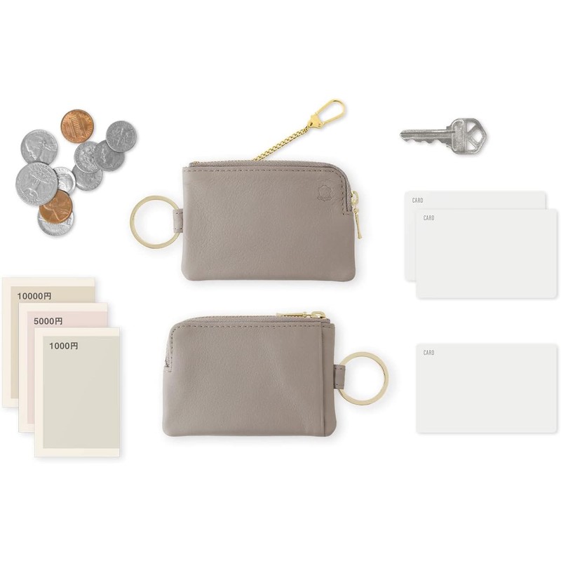SLIP-ON Key Pouch, Mini Grayish Blue, OSL-2002-GBL, Genuine Leather, Key