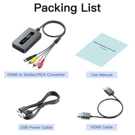 HDMI to Svideo RCA Converter with HDMI Cable(RCA and Svideo Cables Integrated), HDMI to Composite AV Converter for HDMI Device to Display on Older TVs