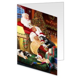 Doggie of the Day Christmas Sleeping Santa Tibetan Terrier Dog Note Cards - Adorable Pets Invitation Cards with Envelopes - Pet Artwork Christmas Note Cards (1 Note Card)