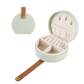 HUTUYIYI Mini Jewelry Travel Case Small Jewelry Box, Portable PU Leather Jewelry Organizer, Jewellery Storage Holder for Rings Earrings Necklace Organizer, Boxes Gifts for Girls Women (Light Green)