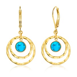 14K Gold Cirlcle Leverback Bohemia Earrings for Women,Gold Circle Drop Dangle Earrings Jewelry Hypoallergenic Hammered Leverback Dangle Earrings for Jewelry Gifts