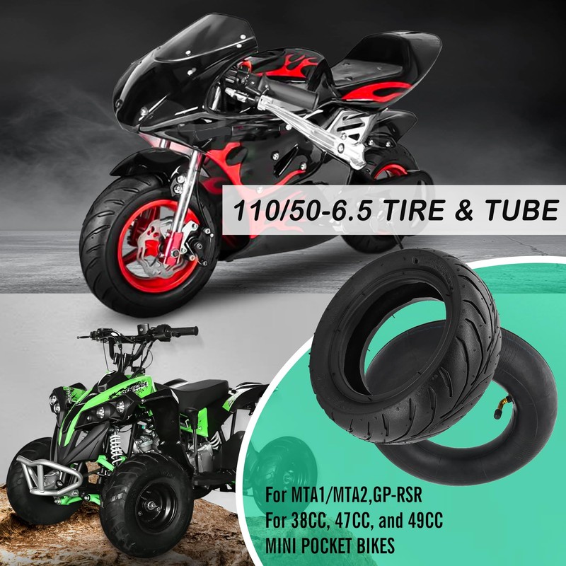 110/50-6.5 Tire and Tube,For 38cc 47cc 49cc Mini Pocket Rocket
