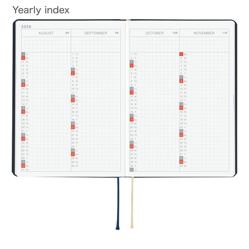 ほぼ日 Hobonichi Techo HON A6 2026 - Slash (Navy) (English,