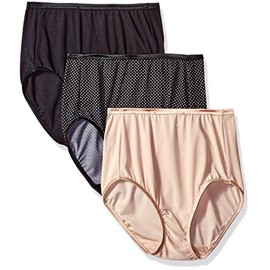 Vanity Fair Women's 3 Pack Illumination Brief Panty 13309, Midnight Black/Premiere Dot Print/Rose Beige, 7