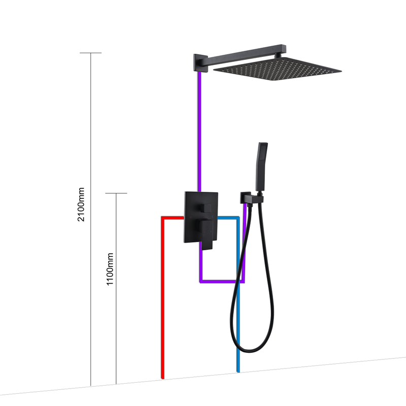 KOJOX Shower System with High Pressure 10'' Rainfall Shower Head,