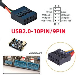 CY Dual USB 3.1 Front Panel Socket Key-A Type-E to USB 2.0 9Pin 10Pin Mainboard Header Male Cable Extension Adapter