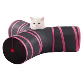 LeamStyle Home Cat Tunnels for Indoor Cats 3 Way Play Toy Kitty Tunnel Peek Hole Toy with Ball for Cat Tube Fun for Rabbits Kittens and Dogs