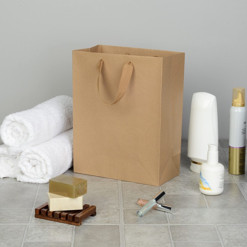 Prime Line Packaging 10x5x13 50 Pack Medium Brown Gift Bags