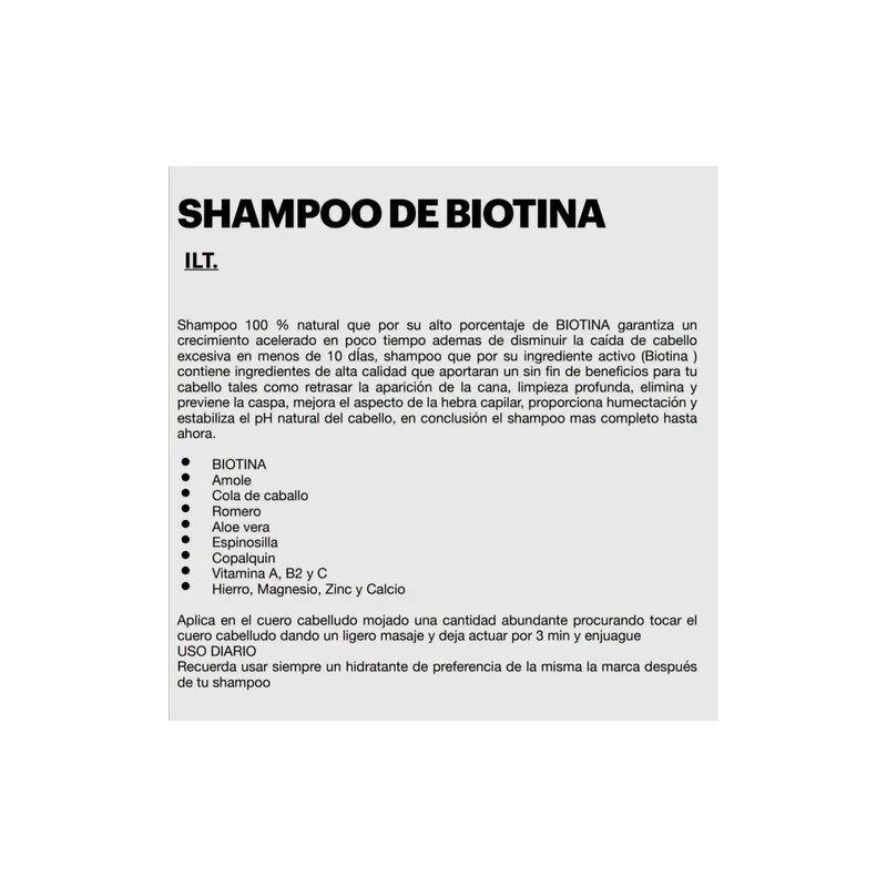 Shampoo Anti-caída Crecimiento Acelerado Con Biotina
