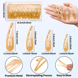 40 Piece Snap hair Clips for Woman, Large Metal Hair Barrettes with Storage Box, Nonslip Hair Pins Accessories for Women, Girls, Kids, Teens - 1.9", 2.3", 2.7", 3.1" Sizes(Gold)