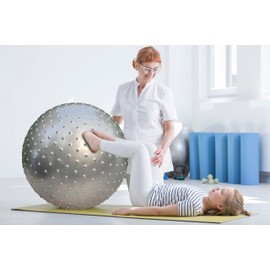 penepico Large Sensory Massage Ball for Kids, 33.5" 85CM Bouncy Exercise Ball, Big Inflatable Ball with Tactile Spikes, Outdoor Ball Pool Ball Yoga Ball, Large Beach Ball (2 SET GREY BALLS)