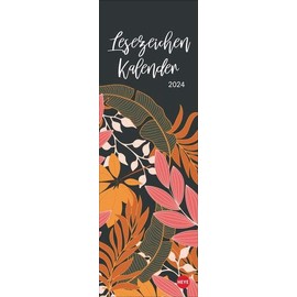 Floral Art Lesezeichen & Kalender 2024. Bunte Blumen-Kunstwerke machen diesen kleinen Kalender zum Hingucker! Tolles kleines Geschenk für Bücherfreunde, Format 6 x 18 cm.