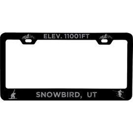 R and R Imports Snowbird Utah Etched Metal License Plate Frame Black