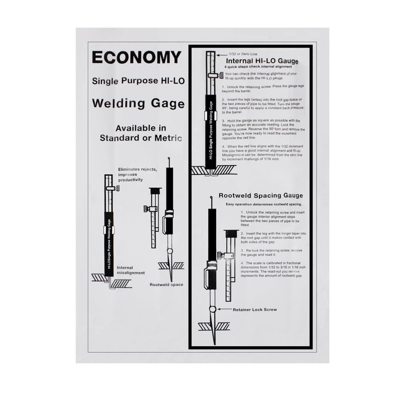 HFS(R) HI-LO Welding Gauge - Metric for Internal Alignment and