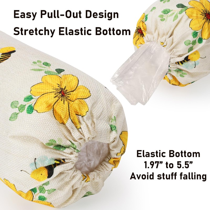 2Pcs Sunflower Plastic Bag Holder for Kitchen Essentials, Reusable Hanging