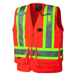 Pioneer V1010350U Hi-Vis Surveyor's Safety Vest - Orange (4XL)