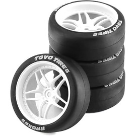REDSPIDER 1:10 RC Drift Tires(4PCS) 12mm Hex RC Wheels and Tires Smooth Surface Rubber Tires Fit for 1/10 On-Road Drifting Car Traxxas HSP Tamiya HPI Kyosho (White)