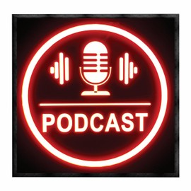 Podcast LED Sign – Customizable Light-Up Wall Art with Microphone and Soundwave Design – Perfect for Podcasters, Content Creators, and Studio Decor – Non-Neon