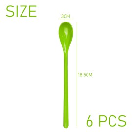 6 Pieces Long Handled Spoons, Plastic Colorful Spoons, Length Egg Spoons, Length Plastic Spoons, Coffee Spoons, Coffee Stirring Spoons