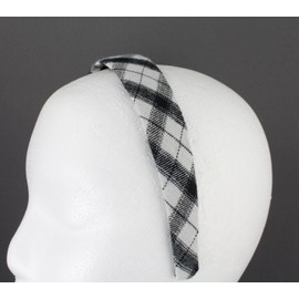 Fashion Accessories Now white black plaid headband 1 1/8 inches wide tartan fabric covered hair band plaid headband
