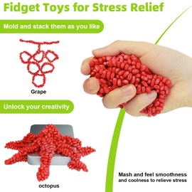 Caturledas 600 PCS Ferrite Putty Stones, Fidget Toys Rocks for Office Stress Anxiety Relief, Executive Desk Toys for Men Women Adults Gifts, 5 mm, Red