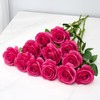 Helera 12PC Hot Pink Roses Artificial Flowers Fake Roses Silk