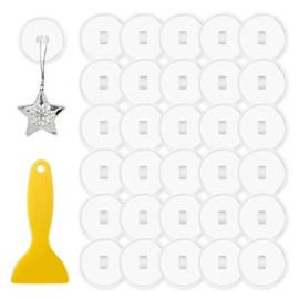 Wekuw 30 Stück Klebehaken Deckenhaken 3cm Fahnenmast-Clips mit Schaber,Extra Stark Selbstklebend Haken Klebeknöpfe mit Öse Saugnapf Haken Ohne Bohren Fensterhaken zum Einhängen Bad Küche