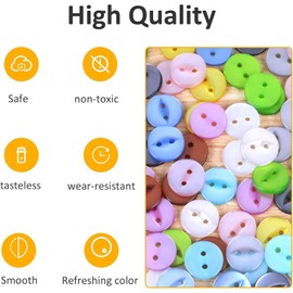 750 Pcs Mixed Buttons Round 12 Color Resin Button Sewing Craft Buttons with Storage Box for Sewing Knitting Arts Crafts DIY Handmade, 9mm 2 Holes