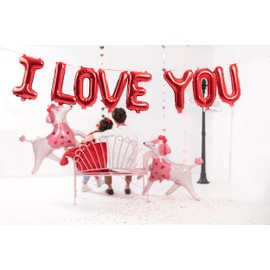 Ghirlanda di palloncini con scritta "I Love You, in pellicola, per San Valentino, decorazione per anniversario di matrimonio, proposta di matrimonio, dichiarazione d'amore