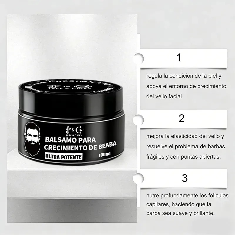 Pack 3 Bálsamos Para Crecimiento de Barba JRFFGWKY con Bergamota,