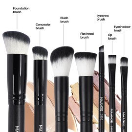 MAANGE Makeup Brush Set 17Pcs Makeup Brushes Foundation Contour Powder Blush Concealer Double-ended Eyeshadow Brush Set for Liquid, Cream, Powder (Black)