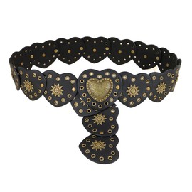 TOFBS Belt for Women Fashion Heart-Shaped Wide Disc Belt Vintage Adjustable Western Belt Openwork Metal Buckle Belt Jeans Dress Decoration, black