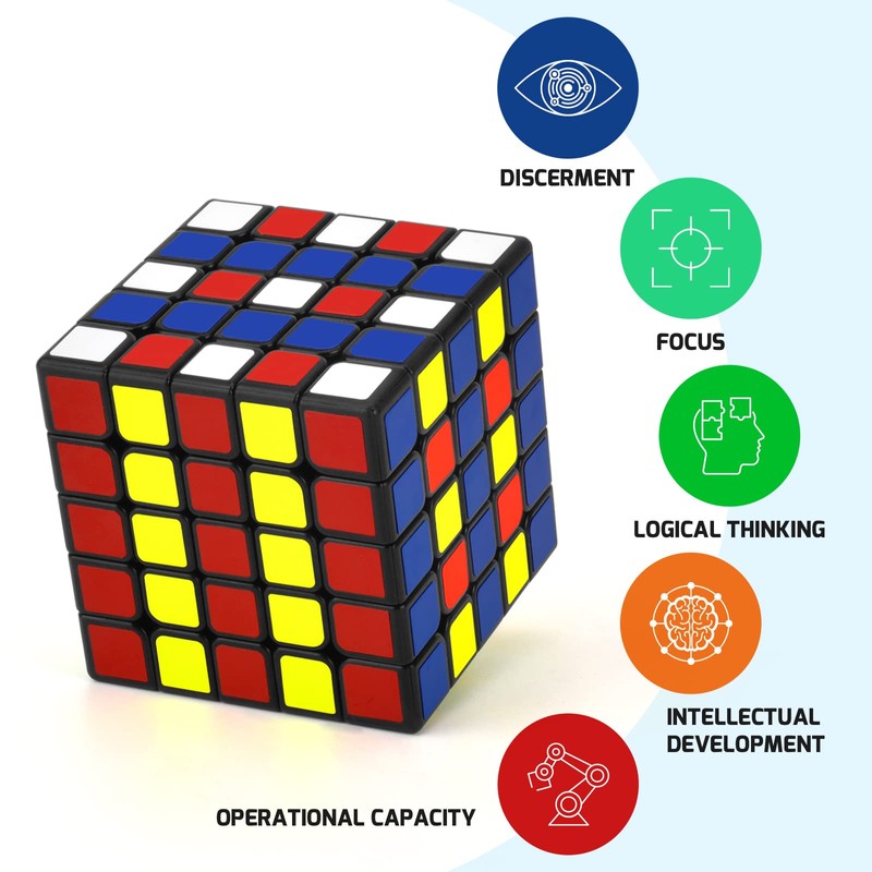 KOSTACHI 5x5 Speed Cube, Professional 5x5x5 Rubik's Cube, Black, 3D
