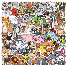 105Pcs Cute Animal Stickers Colorful Vinyl Decals Cartoon Aesthetic Waterproof Stickers for Laptop Suitcase Book Bike Bicycle Skateboard Graffiti Kawaii Scrapbook Stickers for Children Kids Girls Boys